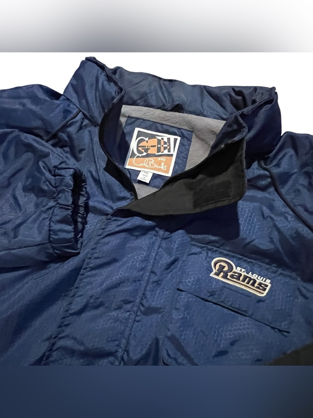 Vtg G-III Carl Banks NFL St Louis Rams Parka Jacket Mens 2XL Blue Puffer Coat